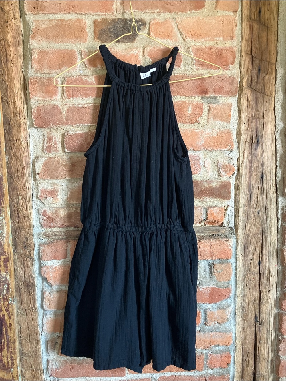 GAP Black Sleeveless romper playsuit cotton gauze natural fibers sz XS